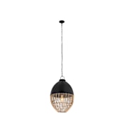 Innovations Lighting Bismark 14" Wide Suspension Pendant Matte Black / Natural
