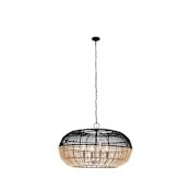Innovations Lighting Crescent 4 Light 29" Wide Suspension Pendant Matte Black / Matte Black / Natural
