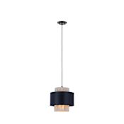 Innovations Lighting Mesa 8" Wide Suspension Pendant Matte Black / Matte Black / Natural