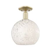 Innovations Lighting White Mouchette 10" Wide Semi-Flush Ceiling Fixture Antique Brass / White Mouchette