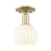 Innovations Lighting White Venetian 6" Wide Semi-Flush Globe Ceiling Fixture Antique Brass / White Venetian