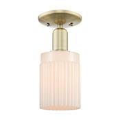 Innovations Lighting Hadley 5" Wide Semi-Flush Ceiling Fixture Antique Brass / Matte White
