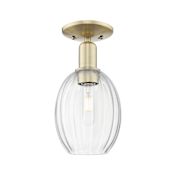 Innovations Lighting Preston 6" Wide Semi-Flush Ceiling Fixture Antique Brass / Clear