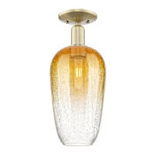 Innovations Lighting Brookhaven Flute 7" Wide Semi-Flush Ceiling Fixture Antique Brass / Amber