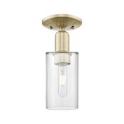 Innovations Lighting Clymer 5" Wide Semi-Flush Ceiling Fixture Antique Brass / Clear