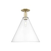 Innovations Lighting Berkshire Glass 16" Wide Semi-Flush Ceiling Fixture Antique Brass / Clear