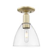 Innovations Lighting Bristol 8" Wide Semi-Flush Ceiling Fixture Antique Brass / Clear