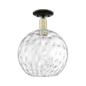 Innovations Lighting Athens Water Glass 12" Wide Semi-Flush Globe Ceiling Fixture Black Antique Brass / Clear Water Glass