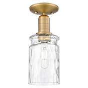 Innovations Lighting Candor 5" Wide Semi-Flush Ceiling Fixture Brushed Brass / Clear Waterglass