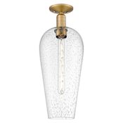 Innovations Lighting Chelsea 8" Wide Semi-Flush Ceiling Fixture with Clear, Seedy Glass Shade Brushed Brass