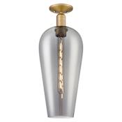 Innovations Lighting Chelsea 8" Wide Semi-Flush Ceiling Fixture with Light Smoke Glass Shade Brushed Brass