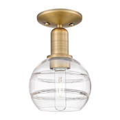 Innovations Lighting Rochester 6" Wide Semi-Flush Globe Ceiling Fixture Brushed Brass / Clear