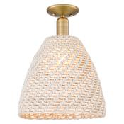 Innovations Lighting Natural Ballston Dome 12" Wide Semi-Flush Ceiling Fixture with Natural Rope Shade Brushed Brass