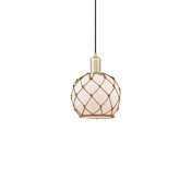 Innovations Lighting Farmhouse Rope 8" Wide Mini Pendant Antique Brass / White Glass with Brown Rope