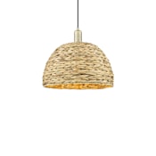 Innovations Lighting Woven Rattan 16" Wide Pendant Antique Brass / Natural