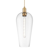 Innovations Lighting Chelsea 8" Wide Cord Hung Mini Pendant with Clear Glass Shade Brushed Brass
