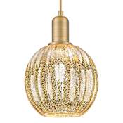 Innovations Lighting Preston 7" Wide Cord Hung Mini Pendant with Ribbed Mercury Glass Globe Shade Brushed Brass