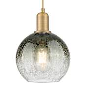 Innovations Lighting Brookhaven Globe 8" Wide Cord Hung Mini Pendant with Slate Glass Shade Brushed Brass
