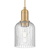 Innovations Lighting Bridal Veil 5" Wide Mini Pendant with Clear, Seedy, Ribbed Glass Shade Brushed Brass