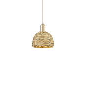 Innovations Lighting Woven Rattan 8" Wide Mini Pendant Champagne Bronze / Natural