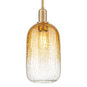 Innovations Lighting Brookhaven Cloche 7" Wide Mini Pendant with Hand-Blown Amber Glass Shade Brushed Brass