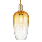Innovations Lighting Brookhaven Flute 7" Wide Mini Pendant with Hand-Blown Amber Glass Shade Brushed Brass