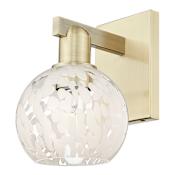 Innovations Lighting White Mouchette 10" Tall Wall Sconce Antique Brass / White Mouchette