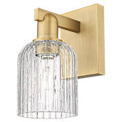 Innovations Lighting Bridal Veil 11" Tall Bathroom Sconce with Clear, Ribbed Glass Shade Brushed Brass