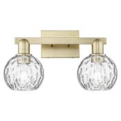 Innovations Lighting Athens Water Glass 2 Light 17" Wide Vanity Light Antique Brass / Clear Water Glass