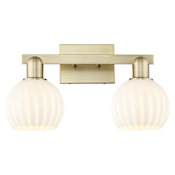 Innovations Lighting White Venetian 2 Light 17" Wide Vanity Light Antique Brass / White Venetian