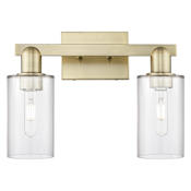 Innovations Lighting Clymer 2 Light 15" Wide Vanity Light Antique Brass / Clear