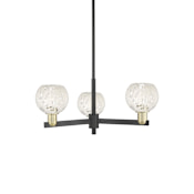 Innovations Lighting White Mouchette 3 Light 28" Wide Chandelier Black Antique Brass / White Mouchette
