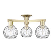 Innovations Lighting Athens Water Glass 3 Light 24" Wide Semi-Flush Ceiling Fixture Antique Brass / Clear Water Glass