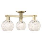 Innovations Lighting White Mouchette 3 Light 24" Wide Semi-Flush Ceiling Fixture Antique Brass / White Mouchette