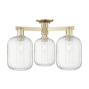 Innovations Lighting Preston 3 Light 24" Wide Semi-flush Ceiling Fixture Antique Brass / Clear