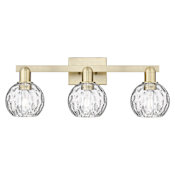 Innovations Lighting Athens Water Glass 3 Light 25" Wide Vanity Light Antique Brass / Clear Water Glass
