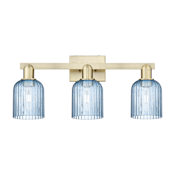 Innovations Lighting Bridal Veil 3 Light 24" Wide Vanity Light Antique Brass / Blue