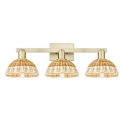 Innovations Lighting Natural Ballston Dome 3 Light 26" Wide Vanity Light Antique Brass / Natural