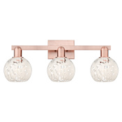 Innovations Lighting White Mouchette 3 Light 25" Wide Vanity Light Antique Copper / White Mouchette