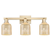 Innovations Lighting Bridal Veil 3 Light 24" Wide Vanity Light with Ribbed Mercury Glass Shades Champagne Bronze