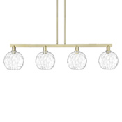 Innovations Lighting Athens Water Glass 4 Light 51" Wide Linear Pendant Antique Brass / Clear Water Glass