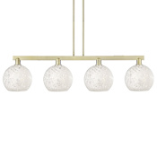 Innovations Lighting White Mouchette 4 Light 51" Wide Linear Pendant Antique Brass / White Mouchette
