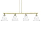 Innovations Lighting Berkshire Glass 4 Light 51" Wide Linear Pendant Antique Brass / Clear