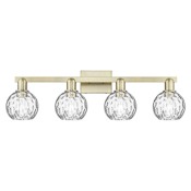 Innovations Lighting Athens Water Glass 4 Light 33" Wide Vanity Light Antique Brass / Clear Water Glass