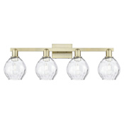 Innovations Lighting Waverly 4 Light 33" Wide Vanity Light Antique Brass / Clear