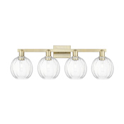 Innovations Lighting Preston 4 Light 36" Wide Vanity Light Antique Brass / Clear