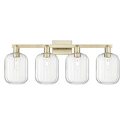 Innovations Lighting Preston 4 Light 36" Wide Vanity Light Antique Brass / Clear