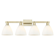 Innovations Lighting Bristol 4 Light 35" Wide Vanity Light Antique Brass / Matte White