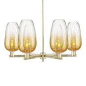 Innovations Lighting Brookhaven Flute 6 Light 24" Wide Candle Style Chandelier Antique Brass / Amber
