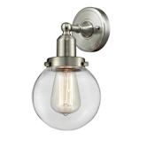 Innovations Lighting Globe Single Light 12" Tall Bathroom Sconce Brushed Satin Nickel / Clear
